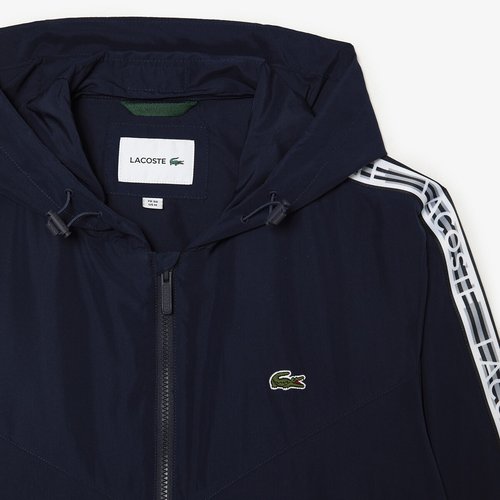 Logo tape hooded jacket with zip fastening Lacoste La Redoute