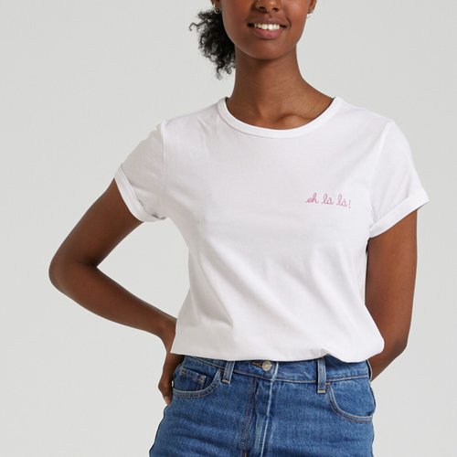Tee shirt ohlala en coton bio col rond blanc Maison Labiche La Redoute