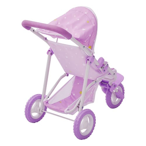 Tandembuggy Twinny Poussette Double Pour Poupées 4-8 Ans - Sièges Sport Réglables & Pivotants, Violet Étoilé, Pliable Avec Panier