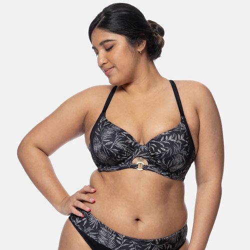 Bikini oberteil kaduna full cup form bedruckt grund schwarz Dorina La Redoute