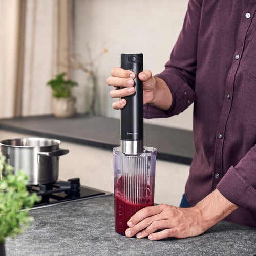 Ensemble Mixeur Batteur Hachoir Melchioni Family Rechargeable Mixeur Plongeant Sans Fil Melchioni Family ZOE - 5 Vitesses, Fouet, Hachoir, Verre 600ml - Noir Mixeur Fouet Hachoir