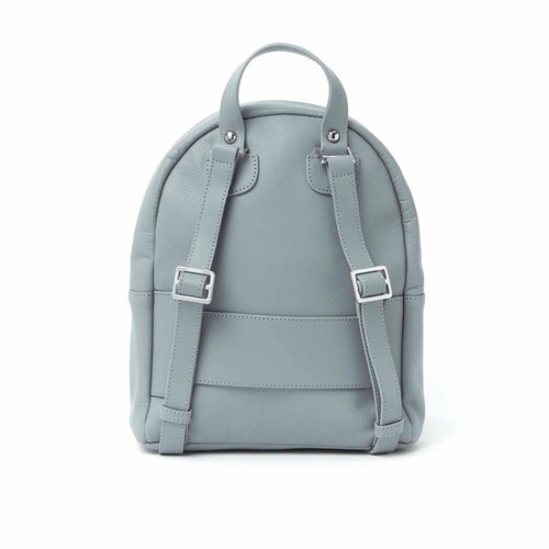 Sac a dos en cuir marine gris avec poche exterieure gris Draeger Paris La Redoute