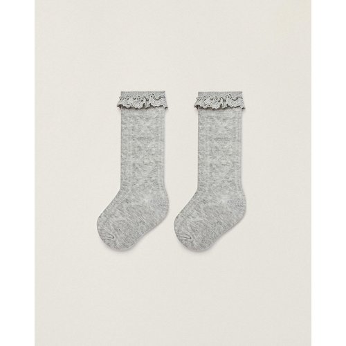Chaussettes avec dentelle bebe fille gris clair Zippy La Redoute