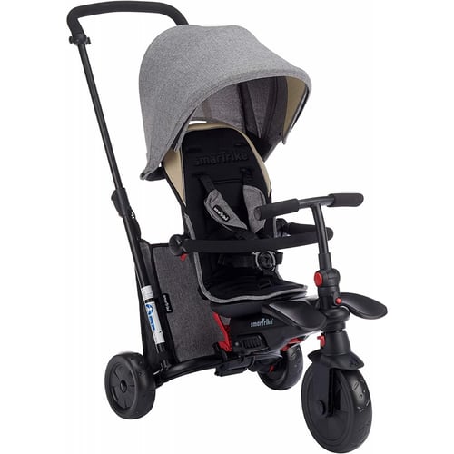 SmarTrike SmarTfold 600S – Tricycle Pliable 3-en-1 Noir – Frein Parental, Toit Pare-Soleil, Roues EVA Souples