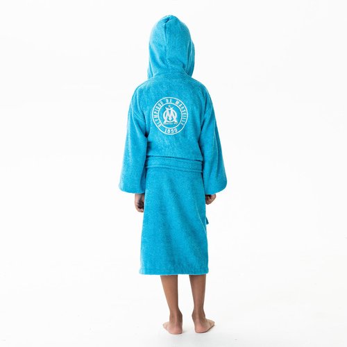 Peignoir enfant a capuche brode bouclette 100 coton om 1899 bleu Olympique De Marseille La Redoute