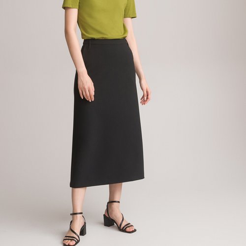 Jupe droite longue en crepe polyviscose noir La Redoute Collections La Redoute