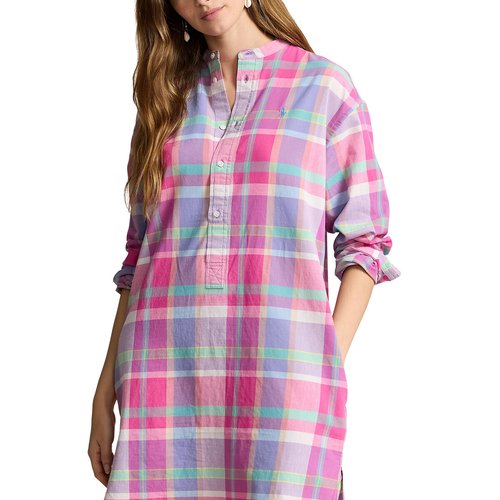 Halflange geruite hemdjurk geruit roze blauw Polo Ralph Lauren La Redoute