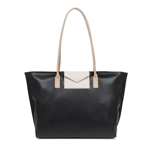 Maya shopper with long handles black ecru Lancaster La Redoute