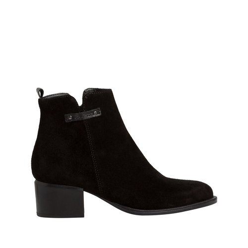 Suede heeled ankle boots black Tamaris La Redoute