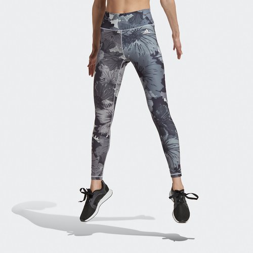 Recycled floral gym leggings dark grey Adidas Performance La Redoute
