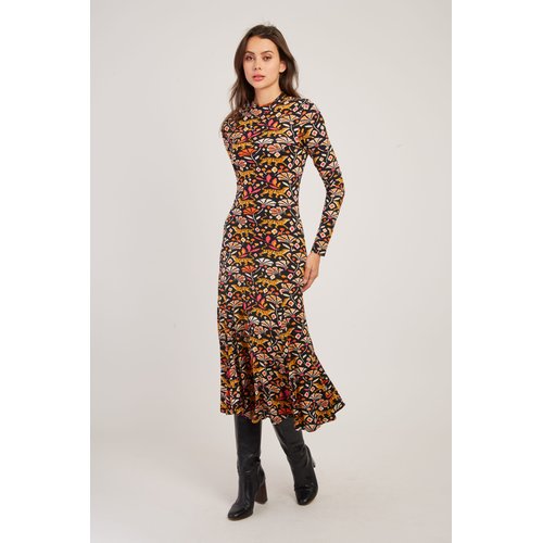 Robe moulante imprimee manches longues BENEDICTE