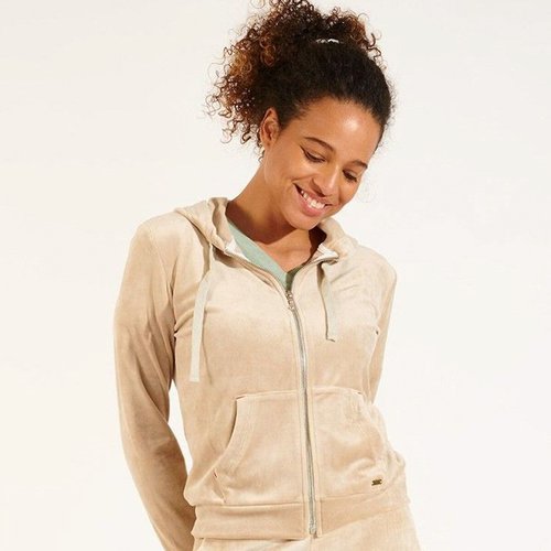 Fresco sealake zipped hoodie in velour ecru Banana Moon La Redoute