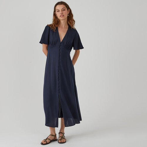 Robe longue evasee col v La Redoute Collections La Redoute