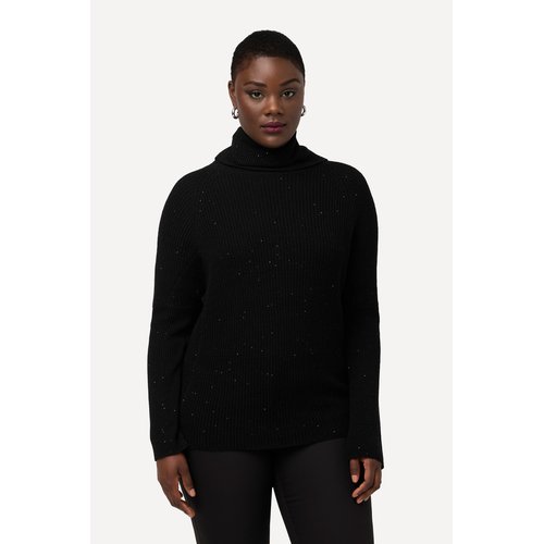 Pull a col roule et manches chauve souris noir Ulla Popken La Redoute