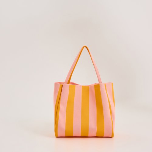 Sac Besace Rayures Pastel - Fabriqué Main - Coton Toile - Unisexe