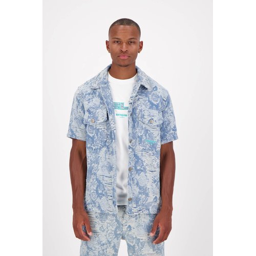 Veste denim broderie effiloche bleu Sixth June La Redoute
