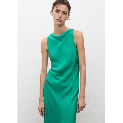 Robe Mango Vert Foncé - Taille XS - Longueur 86 Cm - Polyester - Occasion Très Bon état