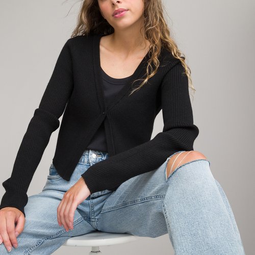 Fine knit cardigan black La Redoute Collections La Redoute