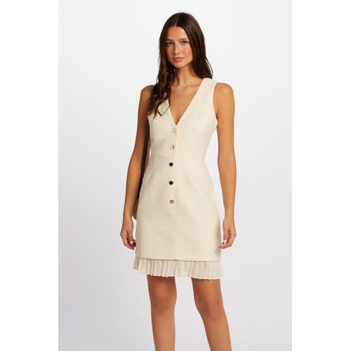Robe courte cintree tweed ivoire Morgan La Redoute
