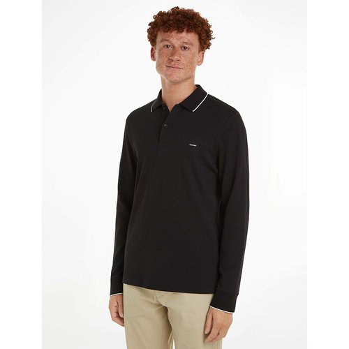 Polo manches longues col contraste noir Calvin Klein La Redoute