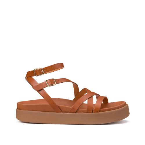 Sandales en cuir a brides chana camel Ba Sh La Redoute