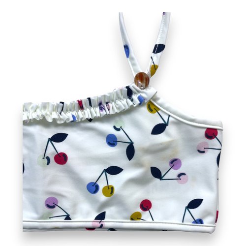 Maillot de bain 2 pieces motifs cerises bon etat blanc Bonpoint La Redoute