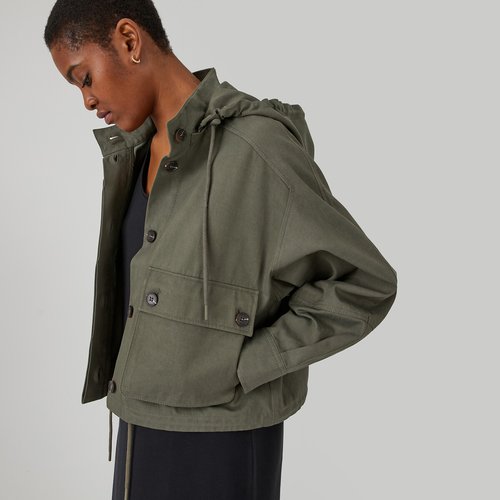 Hooded crop jacket sale