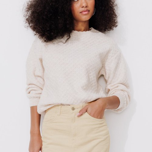 Jupe midi en velours beige Promod La Redoute