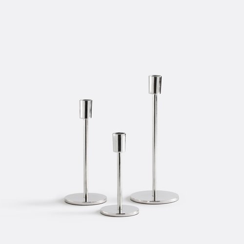 Set Di 6 Portacandele Conici In Metallo Argentato 22/27/32 Cm - Antiscivolo Per Matrimoni, Cene E Camini