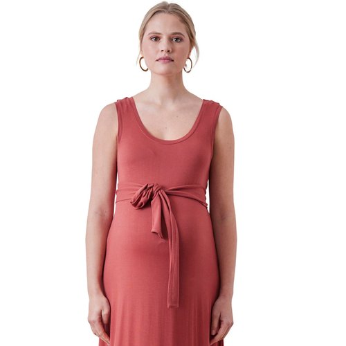 Robe longue sans manches de grossesse en maille terracotta Vertbaudet La Redoute