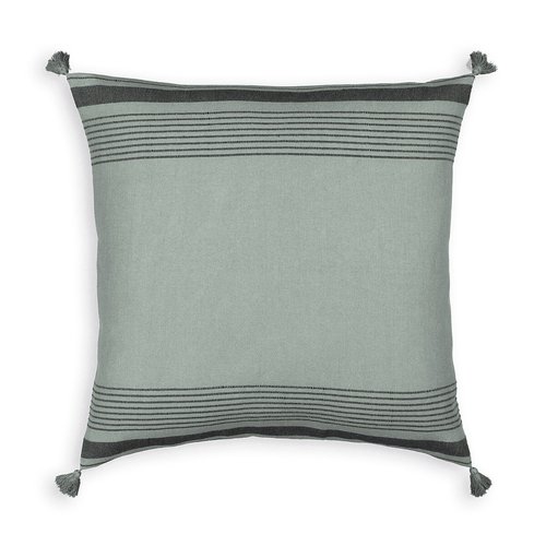 Doni 65x65cm cotton cushion cover celadon charcoal stripe La Redoute Interieurs La Redoute