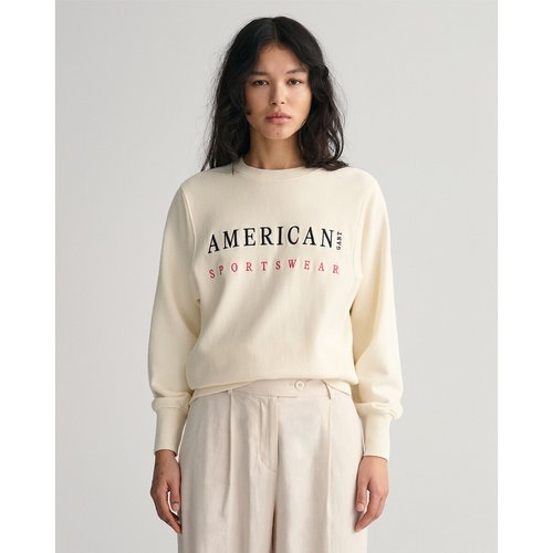 Printed cotton sweatshirt with crew neck ecru Gant La Redoute
