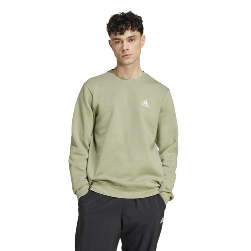 Essentials fleece sweatshirt with embroidered logo and crew neck in cotton mix green Adidas Sportswear La Redoute