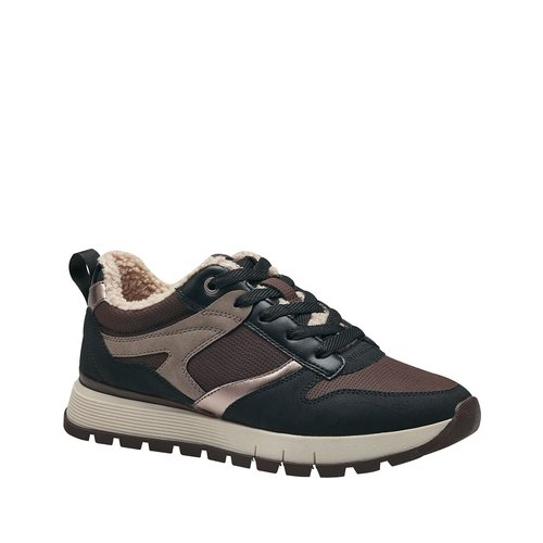 Faux fur lined trainers black Tamaris La Redoute