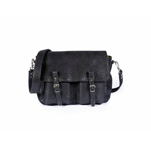 Sac besace modulable mini maths toile et cuir Craie Studio noir irise La Redoute
