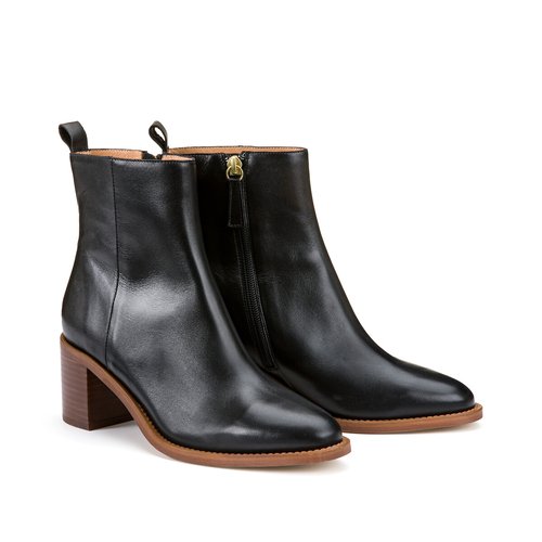 Stivaletti signature con tacco in pelle liscia nero La Redoute Collections La Redoute
