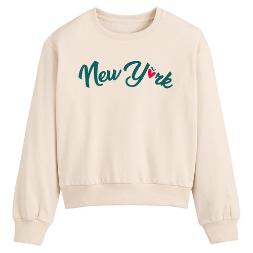 Sweatshirt mit rundhals und new york motiv ecru La Redoute Collections La Redoute