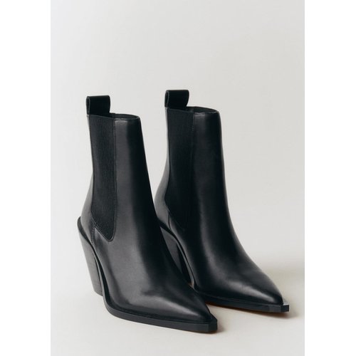 Bottine bout en cuir noir Mango La Redoute