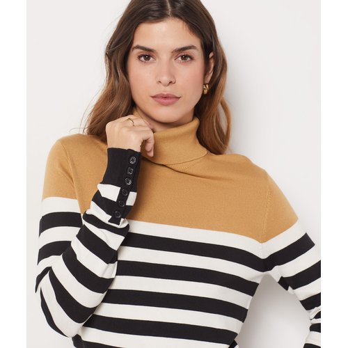 Pull mariniere col roule tricolore criss ecru Etam La Redoute