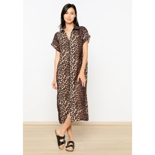 Robe chemise a imprime leopard camel cinnamon Lolaliza La Redoute