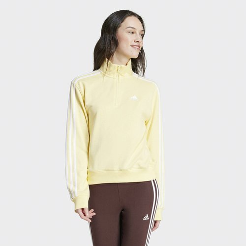 Adidas originals authentic three stripe high neck sweatshirt in yellow hot sale