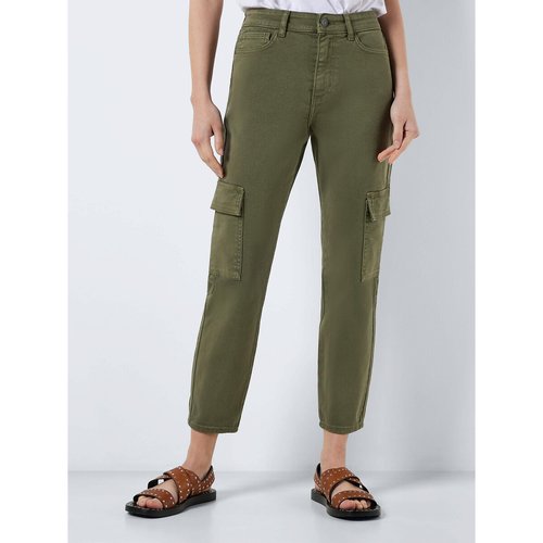 Cotton cargo trousers with high waist khaki Noisy May La Redoute