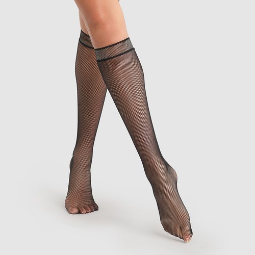 73 denier fishnet knee highs black Dim La Redoute