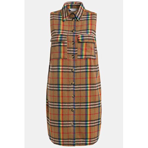 Gilet long coupe straight fit carreaux cognac Studio Untold La Redoute