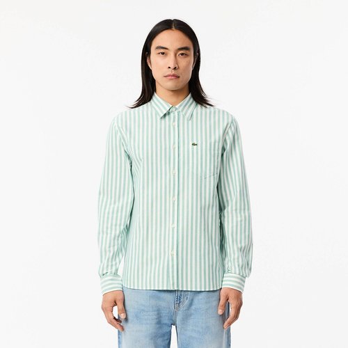 Striped oxford cotton shirt regular fit green white striped Lacoste La Redoute