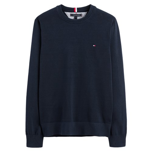 Cotton mix logo jumper with crew neck Tommy Hilfiger La Redoute