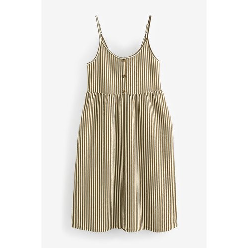 Robe caraco d ete boutonnee a fines bretelles vert kaki blanc Next La Redoute