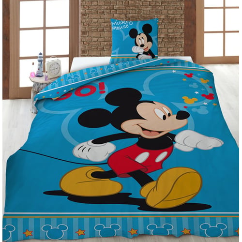 Couette Junior Mickey Mouse Disney 150x120 Cm - Parure De Lit Enfant Colorée Et Réversible