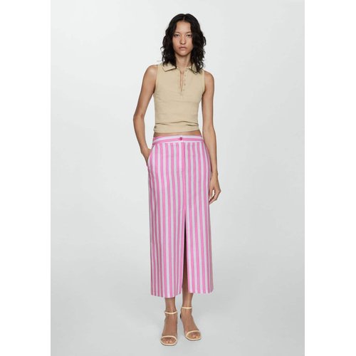 Jupe fendue a rayures rose Mango La Redoute