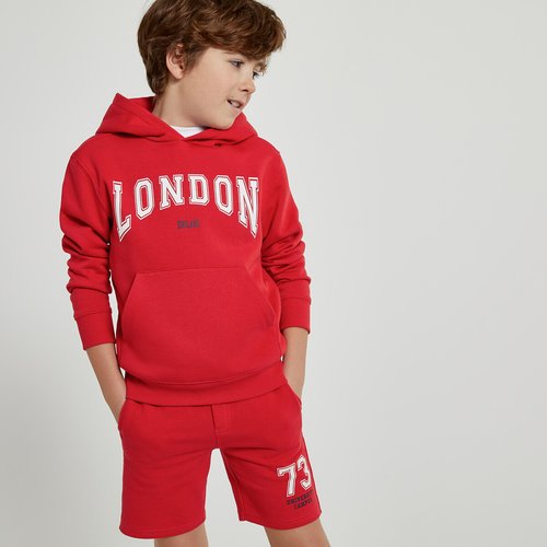 Sweat a capuche en molleton motif esprit campus rouge La Redoute Collections La Redoute